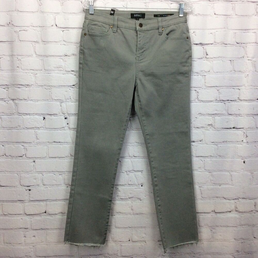 Buffalo David Bitton Faith Jeans Women's Size 30 Gray Mid Rise Skinny Raw Hem